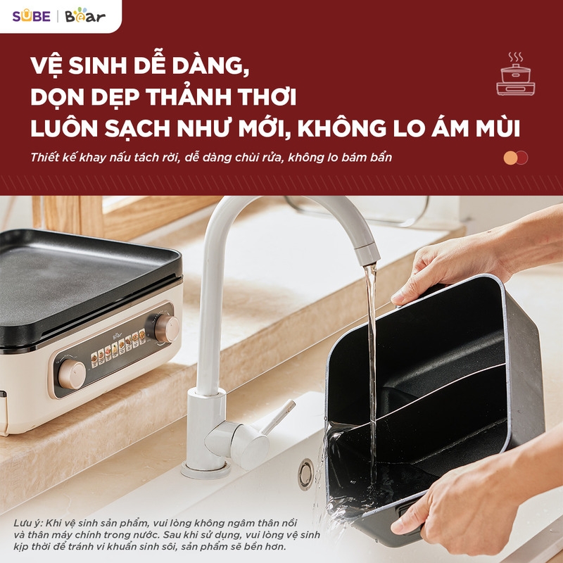 [SALE 20/10] Nồi lẩu nướng đa năng Bear 4L GR-5H22R83